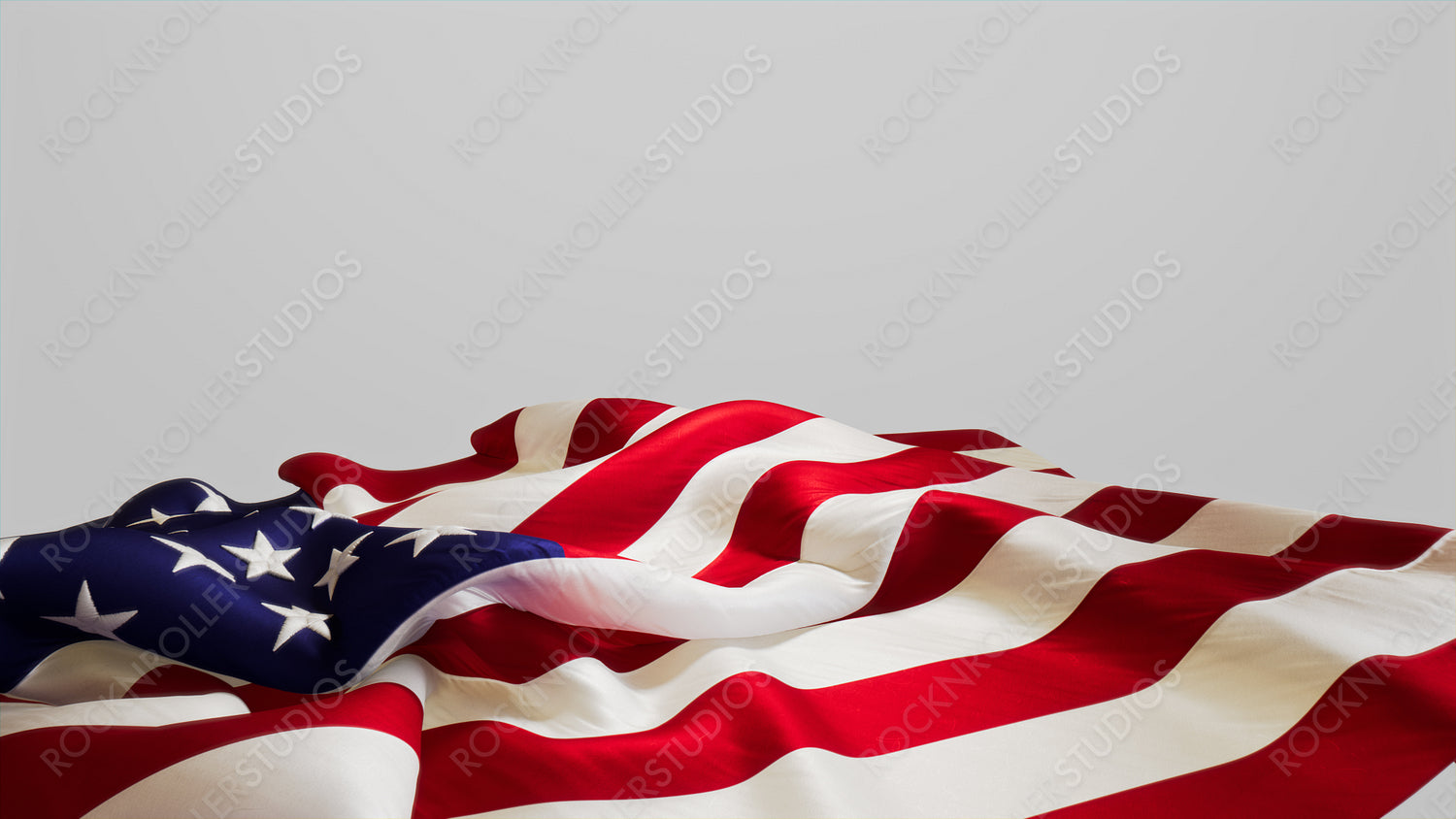 American Flag Banner for Independence Day Isolated on White. Authentic Holiday Background with Copy-Space.