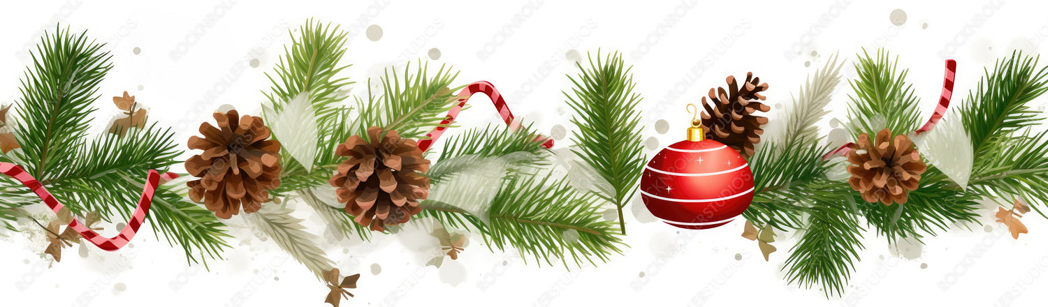 Festive Composition with Fir Tree Branches.