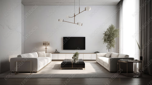 Luxury Interior Design Background. Contemporary Living Room. Generative AI.