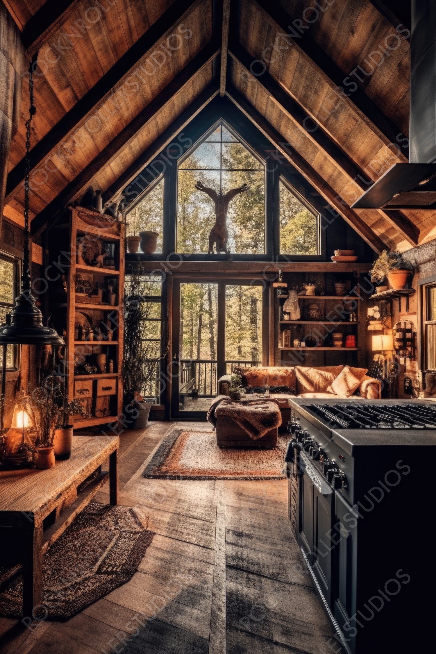 Cozy Interior Design Background. Stylish Home. Generative AI.
