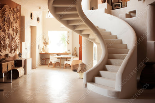 Modern Interior Design Background. Contemporary Staircase. Generative AI.