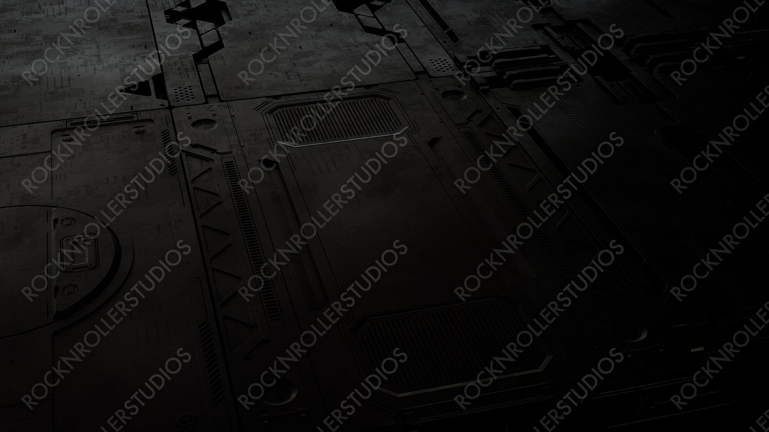 Black, Tech Wallpaper with Sci-Fi 3D Panels. Dark, Futuristic style. 3D Render.