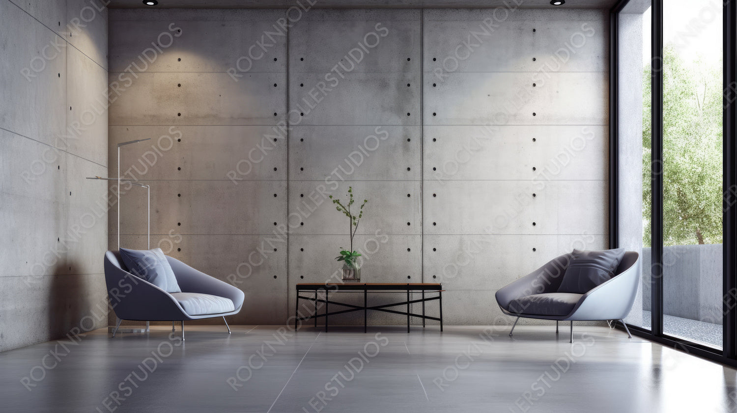 Loft Living Room Background. Stylish Interior Design. Generative AI.