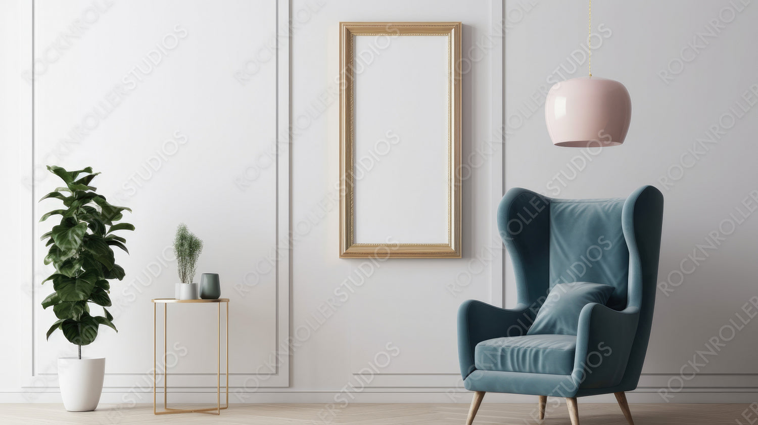 Modern Living Room Background. Stylish Interior Design. Generative AI.