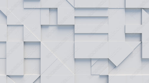 White 3D Blocks arranged to create a Tech abstract wallpaper. 3D Render .