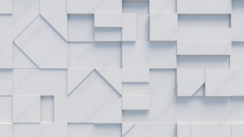 White 3D Shapes neatly organized to make an abstract Futuristic background. 3D Render .
