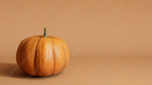 Contemporary Autumn Wallpaper with Pumpkin on Warm Brown background.