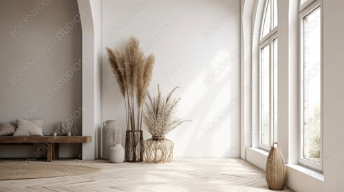 Scandi Interior Design Background. Contemporary Home. Generative AI.