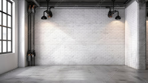 Industrial Room. Contemporary Interior Design Background. Generative AI.