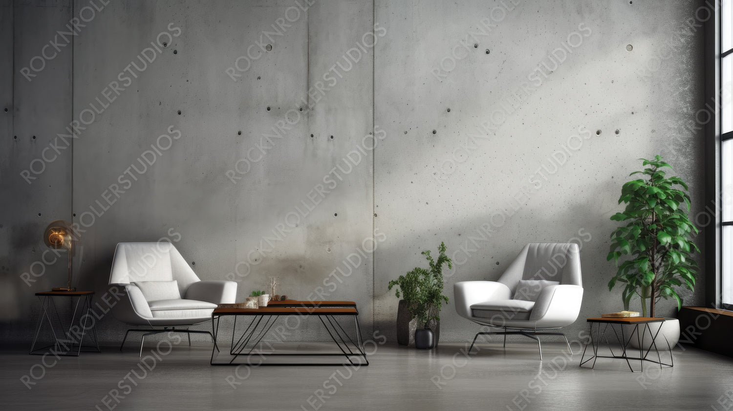 Loft Interior Design Background. Stylish Living Room. Generative AI.