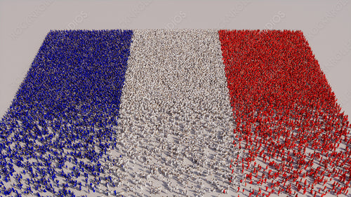 French Banner Background, with People coming together to form the Flag of France.