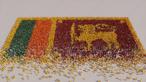 Sri Lankan Banner Background, with People congregating to form the Flag of Sri Lanka.