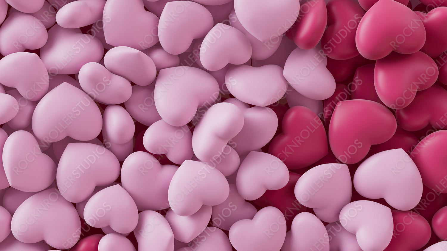 Multicolored Heart background. Valentine Wallpaper with Light Pink and Dark Pink love hearts. 3D Render