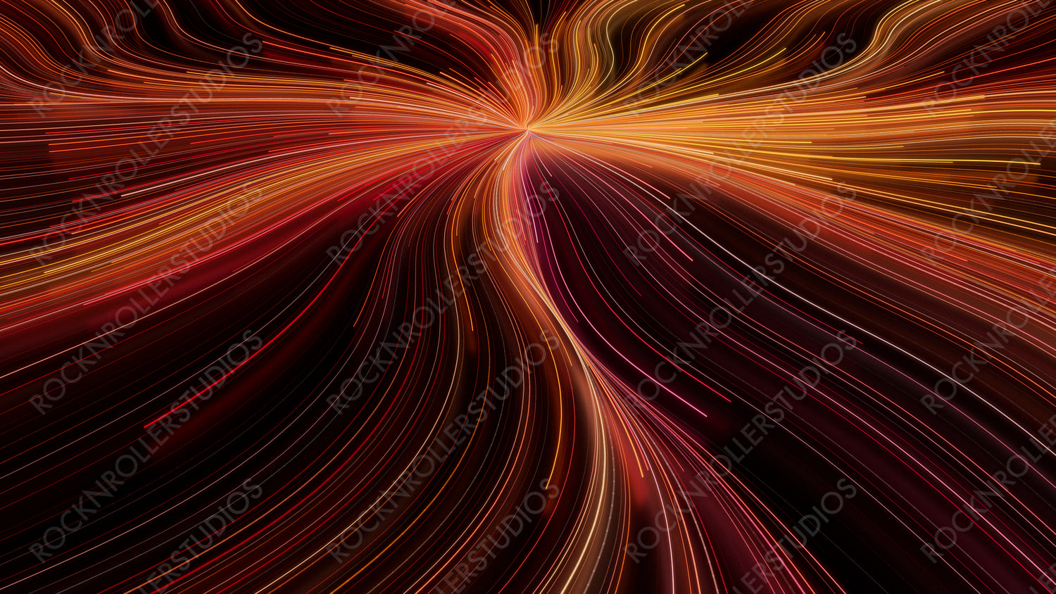 Colorful Neon Lines Background with Orange, Yellow and Red Stripes. 3D Render.