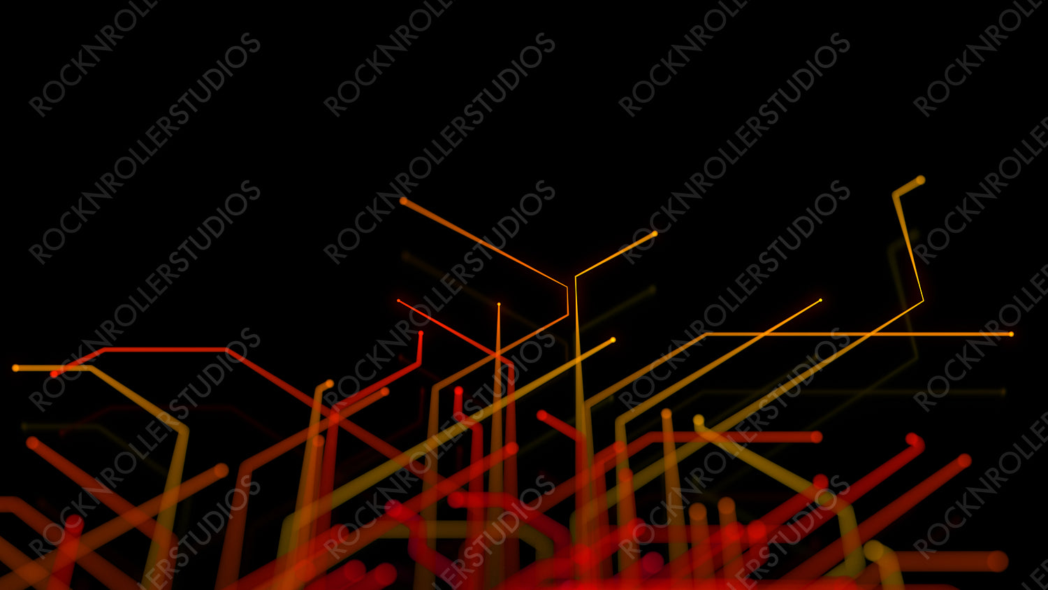 Orange and Yellow Cyberspace Concept with Technical Grid. Futuristic Neon Lines with copy-space.