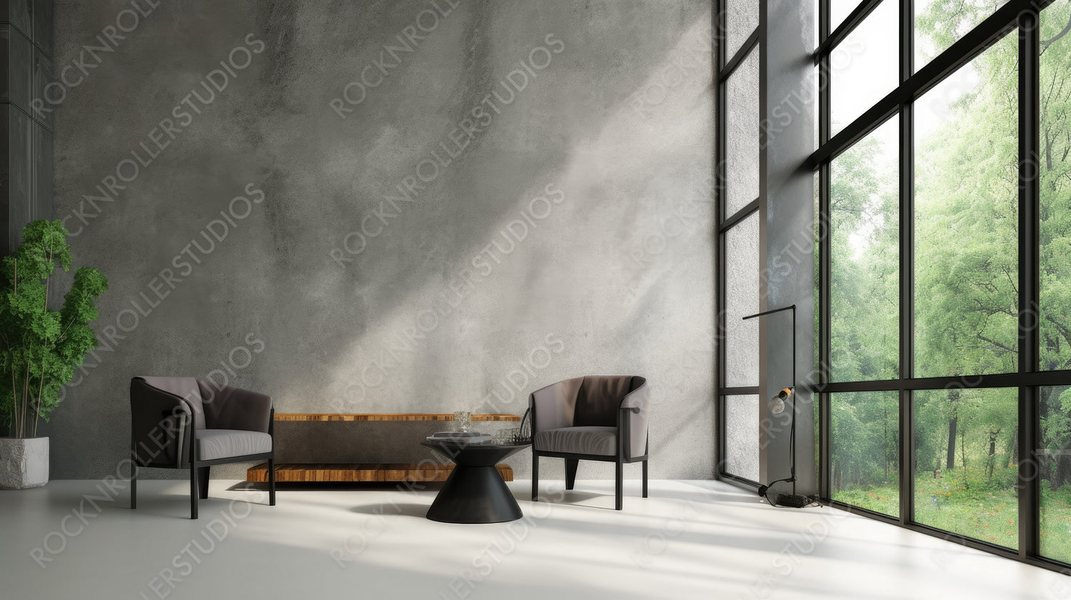 Loft Living Room Background. Contemporary Interior Design. Generative AI.