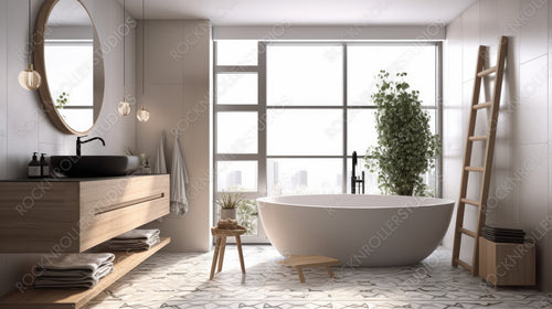 Modern Bathroom. Stylish Interior Design Background. Generative AI.