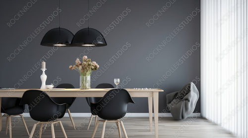 Stylish Dining room. Minimal Interior Design Background. Generative AI.