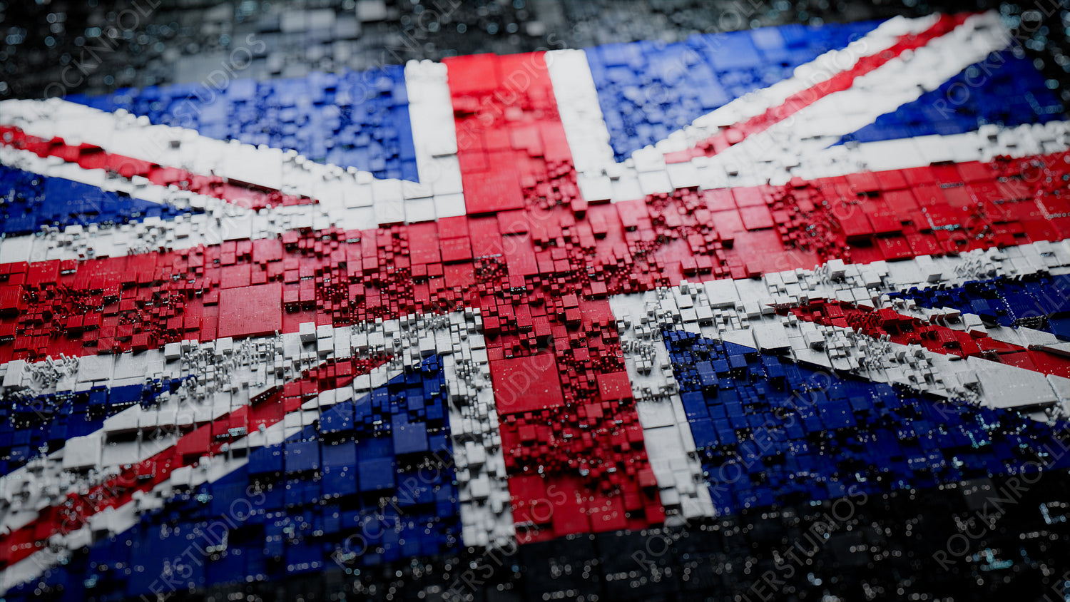 British Colors rendered as Futuristic 3D blocks. United Kingdom Innovation Concept. Tech Background.