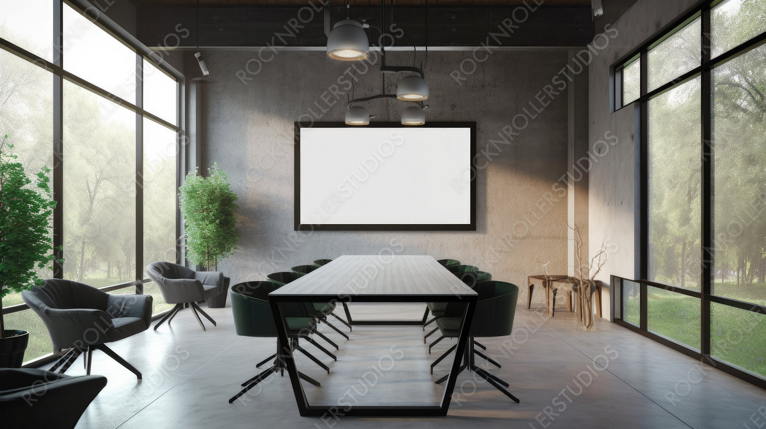 Loft Room. Stylish Interior Design Background. Generative AI.