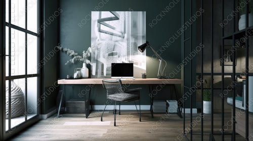 Modern Office Background. Contemporary Interior Design. Generative AI.