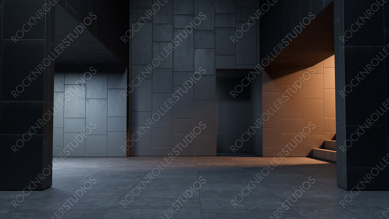 Illuminated Bare Interior. Architectural Render with Clean Contemporary Design.