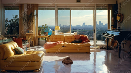 modern Living Room Background. Stylish Interior Design. Generative AI.