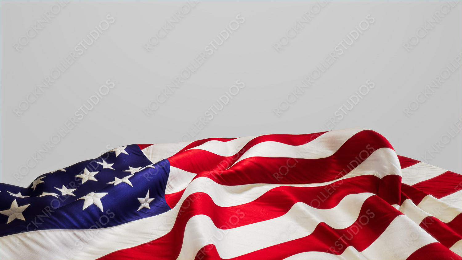 US Flag Banner for Veterans Day Isolated on White. Authentic Holiday Background with Copy-Space.