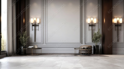 Contemporary Living Room. Luxury Interior Design Background. Generative AI.
