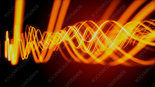 Sound Wave and Audio Technology Concept. Orange, Futuristic Digital Style. 3D Render.