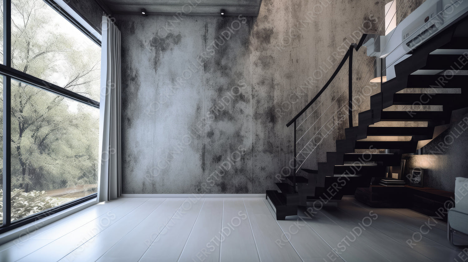 Stylish Interior Design Background. Loft Home. Generative AI.