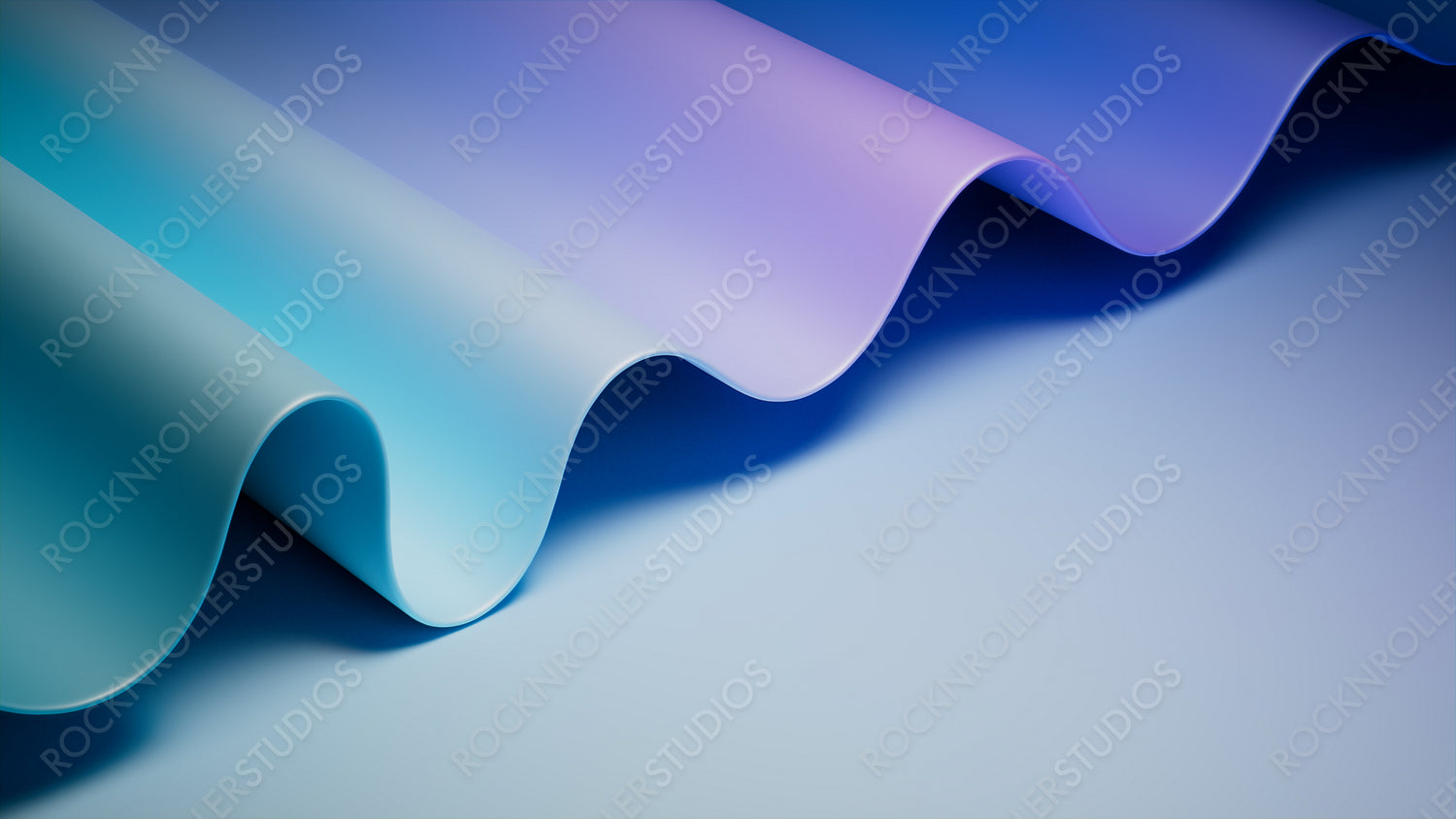 Contemporary 3D Abstract Background with Undulating Surface. Violet and Turquoise Wallpaper with Copy-Space.