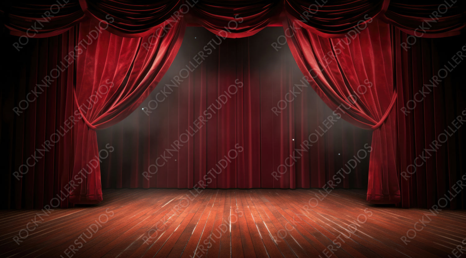 Magic Theatre Stage Red Curtains Show Spotlight