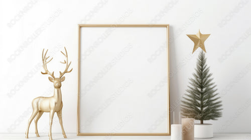 Stylish Interior Design Background. Christmas Frame Mockup. Generative AI.