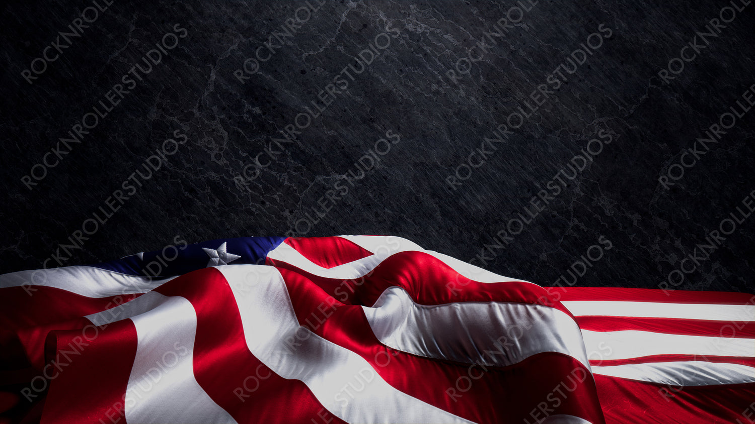USA Flag Banner for Presidents day on Black Stone. Premium Holiday Background with Copy-Space.