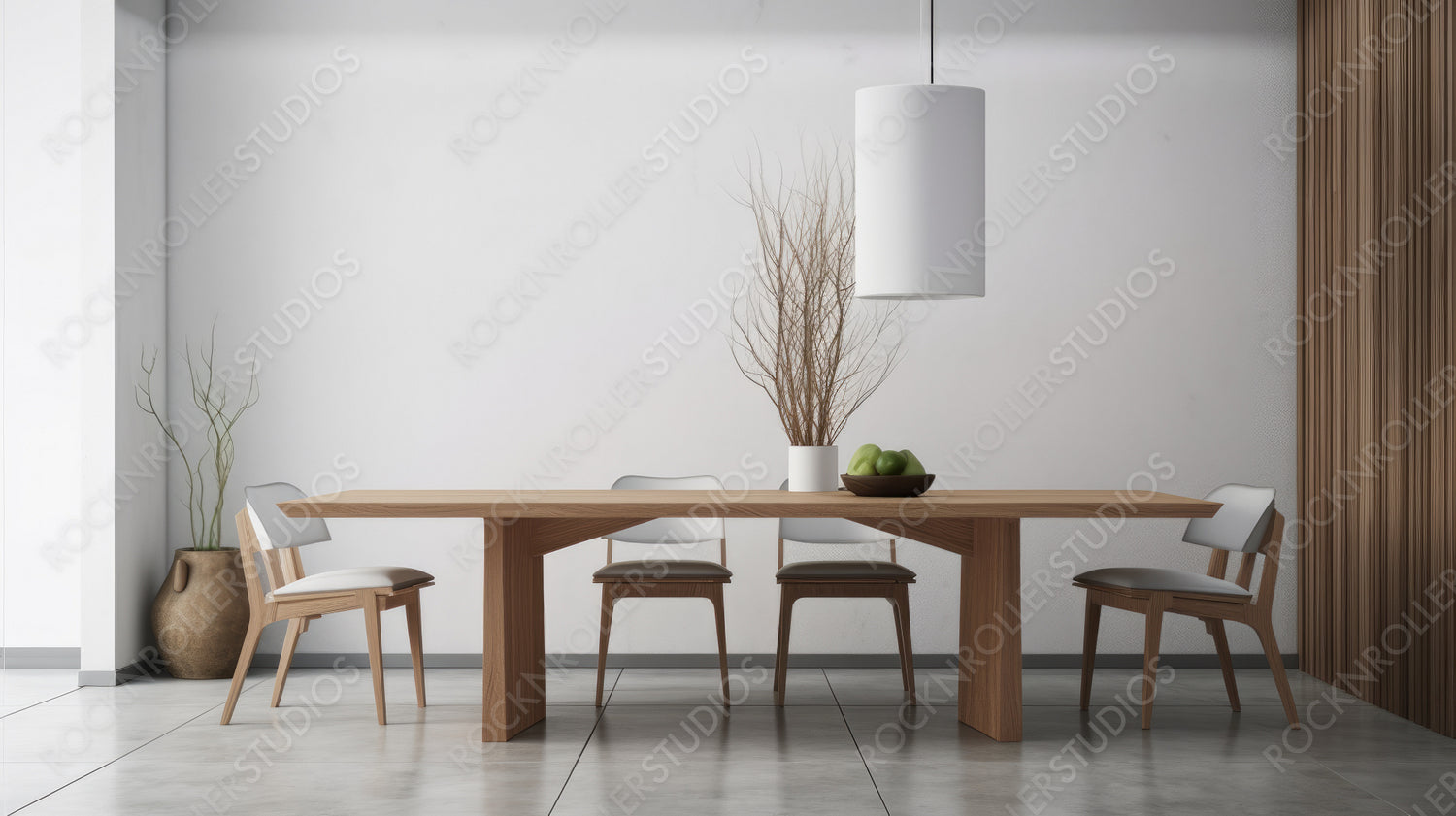 Minimal Interior Design Background. Contemporary Dining room. Generative AI.