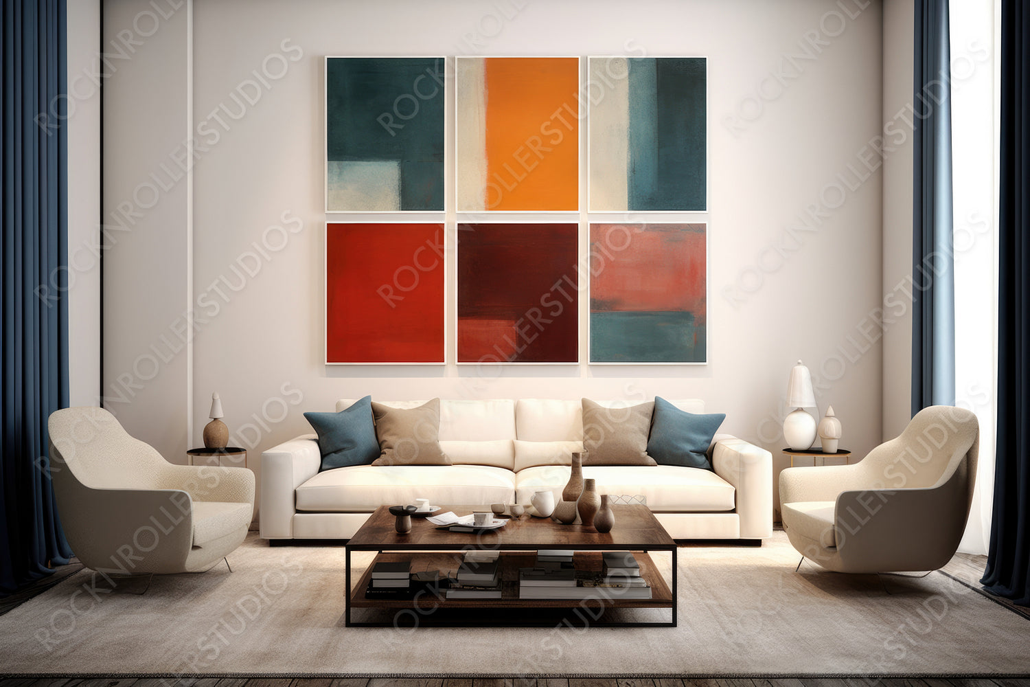 Contemporary Interior Design Background. Artistic Living Room. Generative AI.