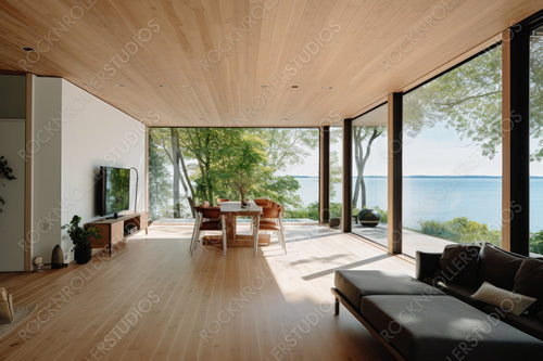 Contemporary Room. Natural Interior Design Background. Generative AI.