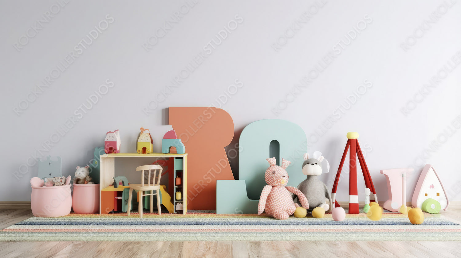 Contemporary Playroom. Modern Interior Design Background. Generative A