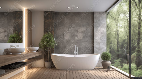 Modern Bathroom. Contemporary Interior Design Background. Generative AI.