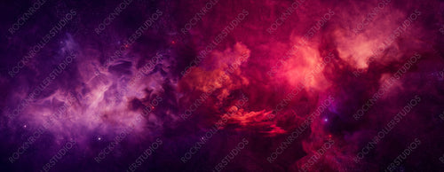 Cosmos Banner with Pink and Purple Night Sky.