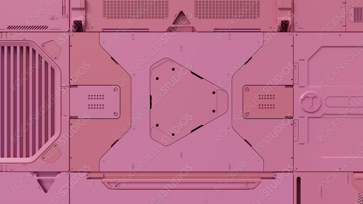 Futuristic 3D Render. Technological Wallpaper with Pink, Science Fiction Panels.