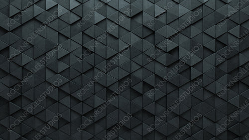 Polished, Triangular Mosaic Tiles arranged in the shape of a wall. 3D, Concrete, Bricks stacked to create a Semigloss block background. 3D Render