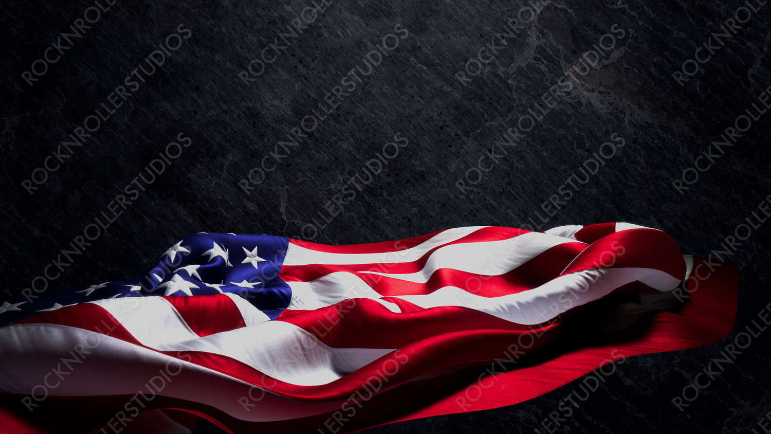US Flag Banner for Veterans Day on Black Slate. Premium Holiday Background with Copy-Space.