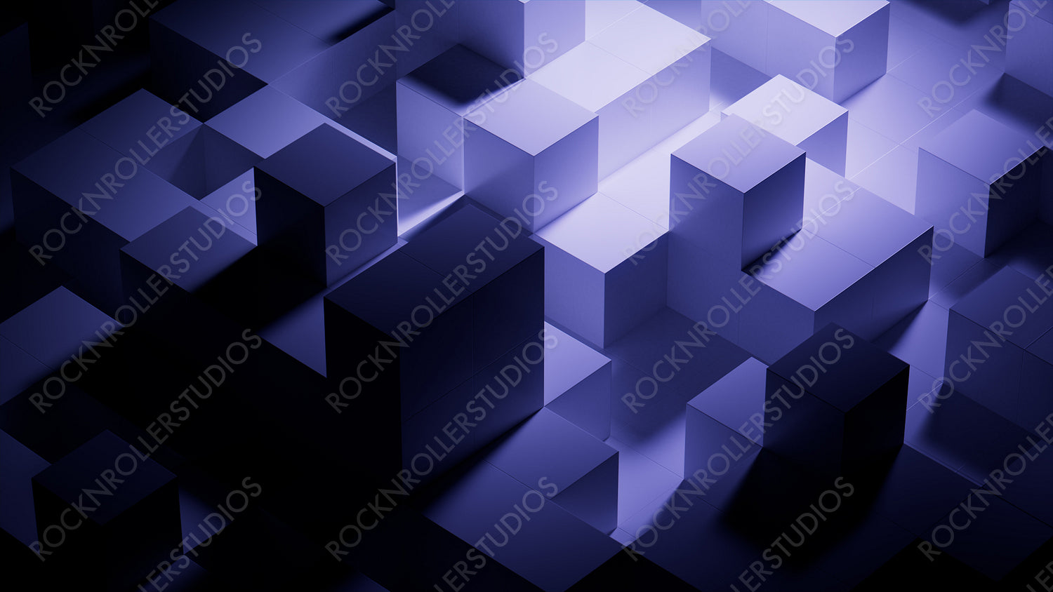 Perfectly Arranged Glossy Cubes. Blue and Black, Contemporary Tech Background. 3D Render.