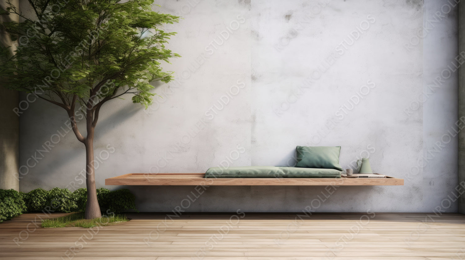 Contemporary Interior Design Background. Minimal Terrace. Generative AI.