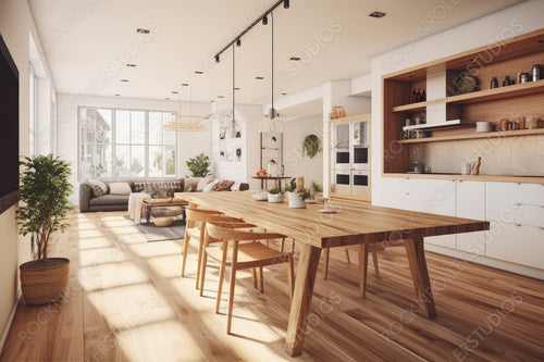 Stylish Home. Minimal Interior Design Background. Generative AI.