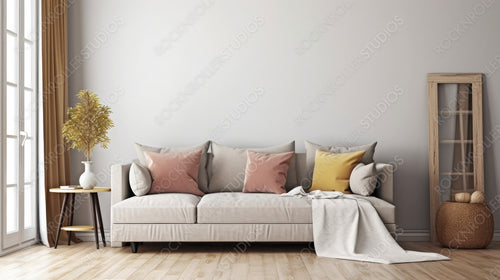 Modern livingroom Background. Contemporary Interior Design. Generative AI.