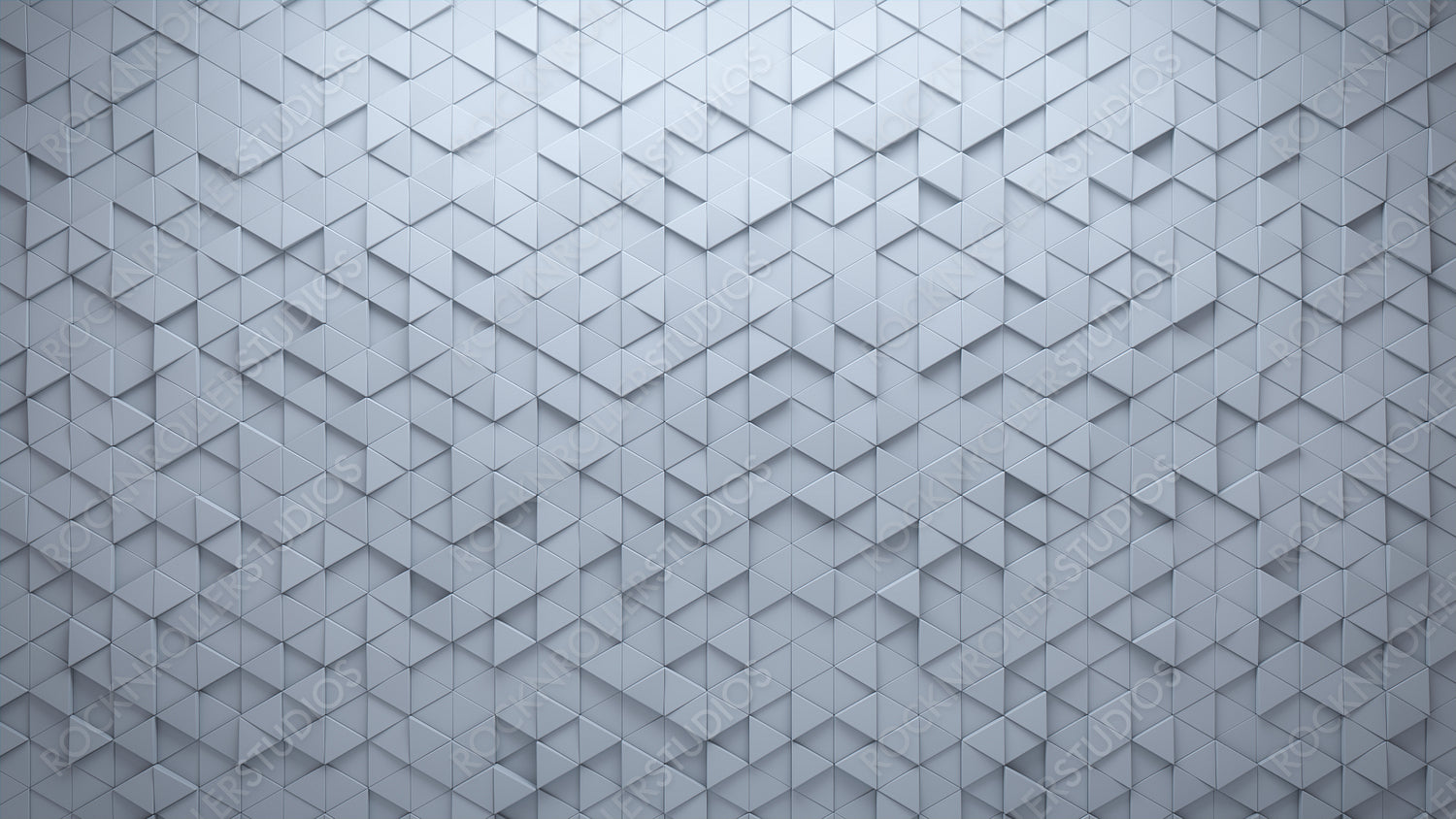 3D, White Mosaic Tiles arranged in the shape of a wall. Polished, Semigloss, Bricks stacked to create a Triangular block background. 3D Render