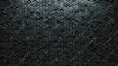 Futuristic, 3D Wall background with tiles. Concrete, tile Wallpaper with Polished, Hexagonal blocks. 3D Render